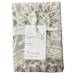 Pottery Barn Pillow Sham Riley Medallion Organic Cotton Standard 26"x20" NEW‎